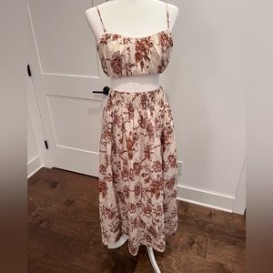 Abercrombie & Fitch Floral Skirt Set in Cream and Brown
